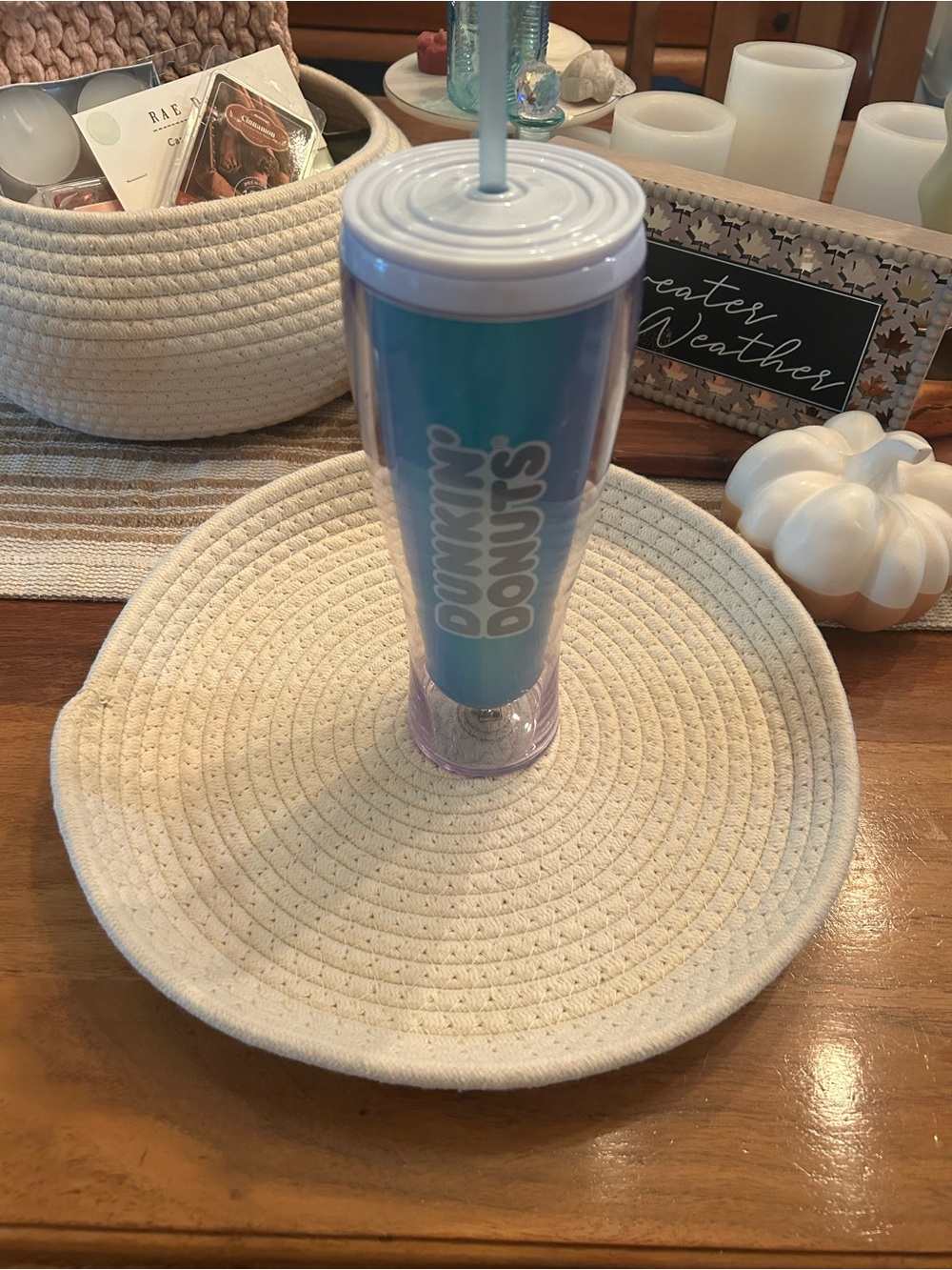 Light Blue Insulated Tumbler with Straw